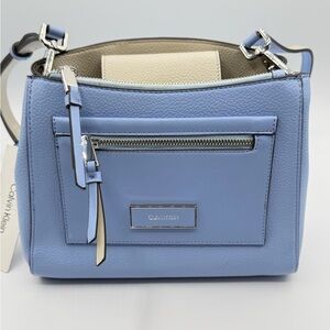 Calvin Klein Light Blue Hadley Triple Compartment Crossbody Purse NWT